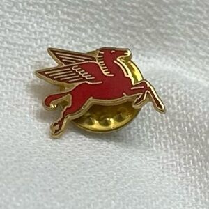 Mobil Oil Red Pegasus Enamel Pin with Gold Back